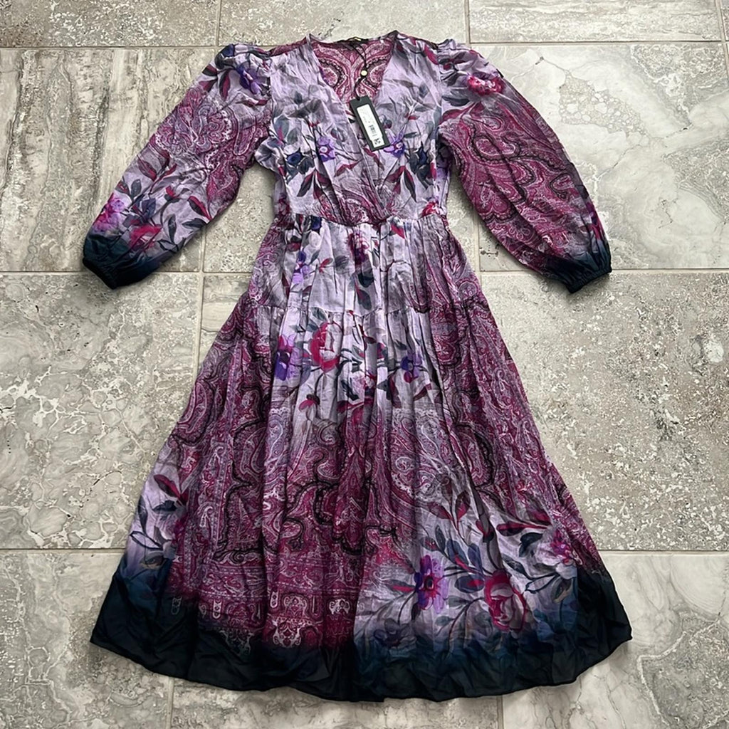Kobi Halperin Chloe Blouson Sleeve Midi Dress w/Pockets Size XS New w/Tag $578