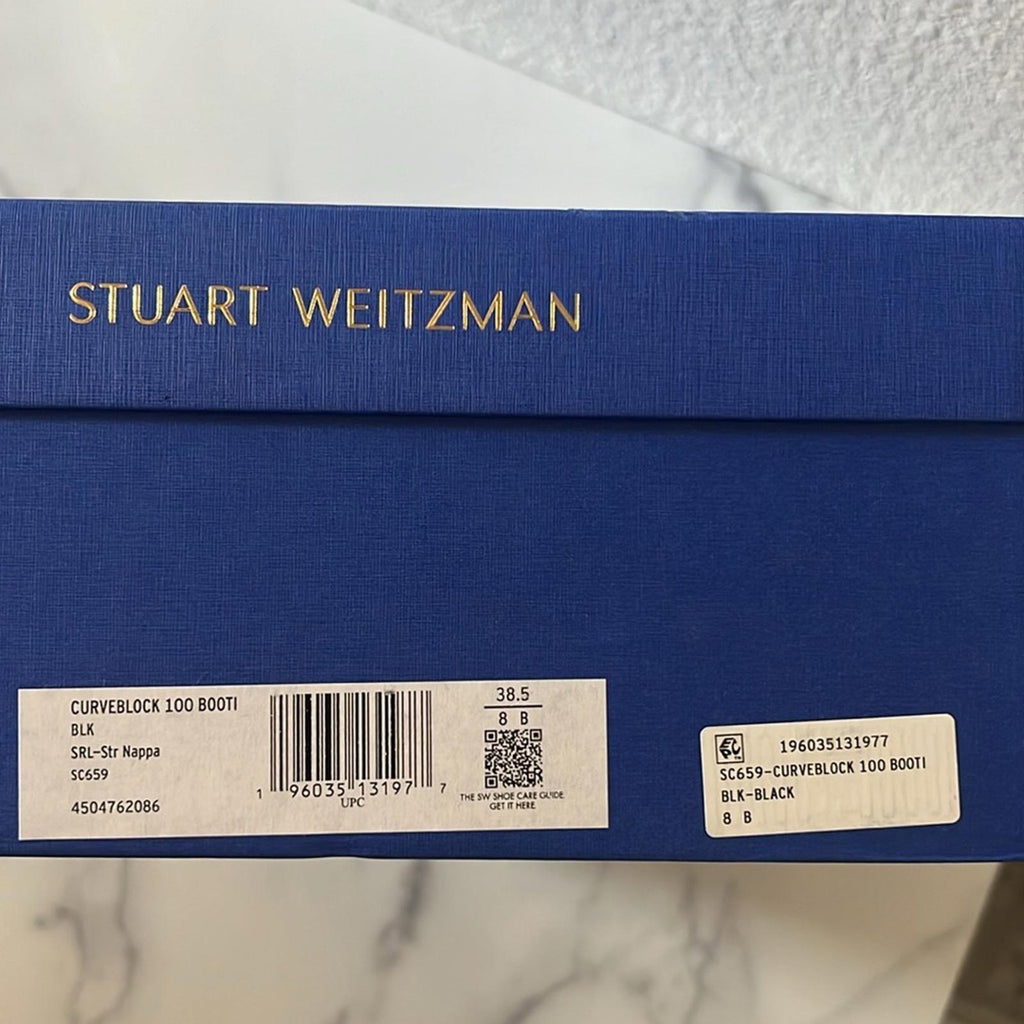 Stuart Weitzman Curveblock High Heel Booties in Black, Size 8 New $650 SOLD OUT!