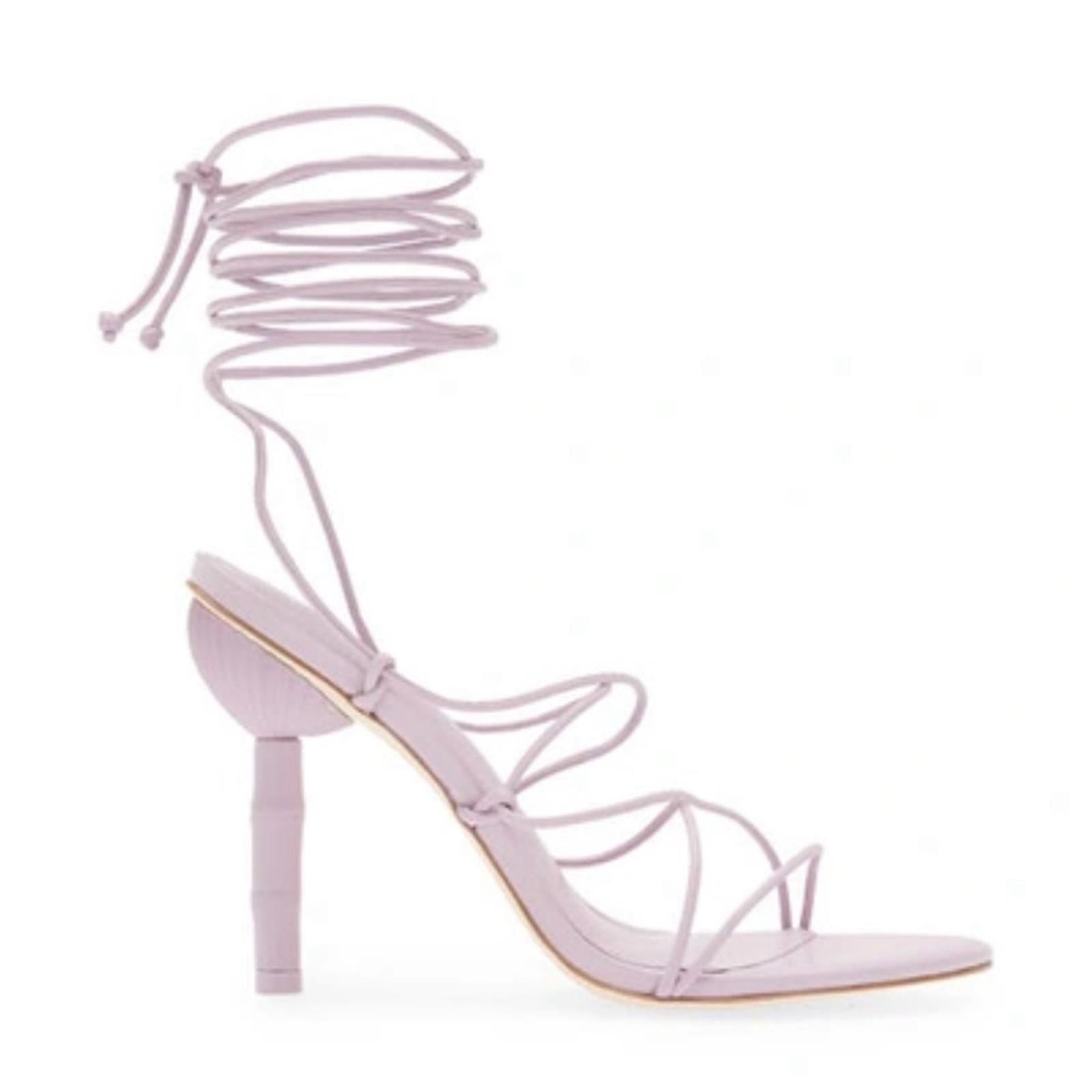 Cult Gaia Soleil Lace Up Strappy Heel Sandals in Lavender, EXCELLENT, Size 42