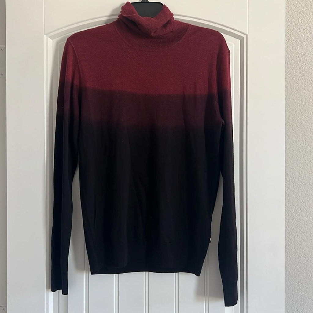 BOSS Wool & Silk Turtle Neck Sweater in Red/Black, Size S, New w/Tag