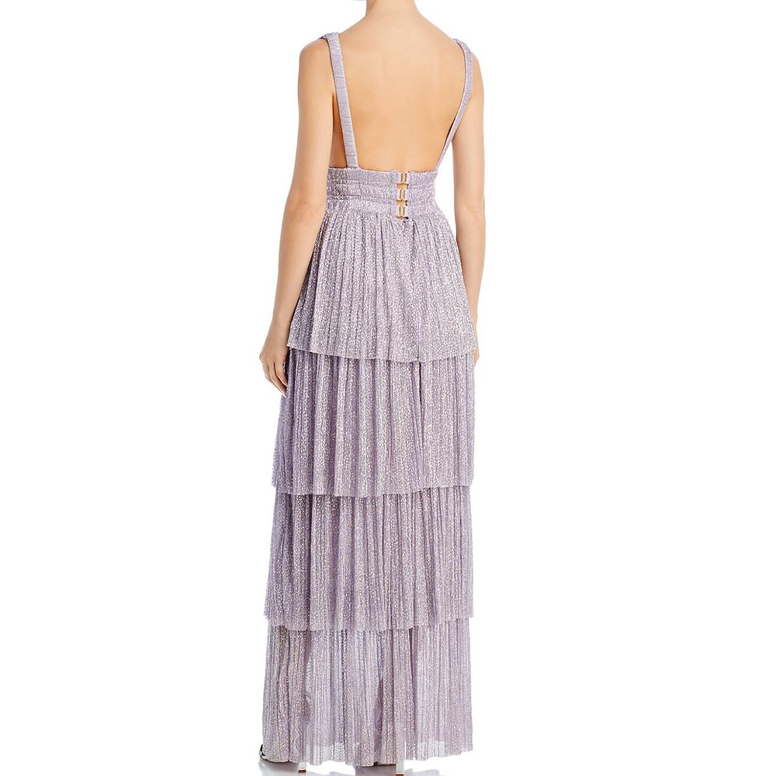 Sabina Musayev Alpha Pleated Knit Layered Maxi Dress, Lilac/Purple Size XL NEW