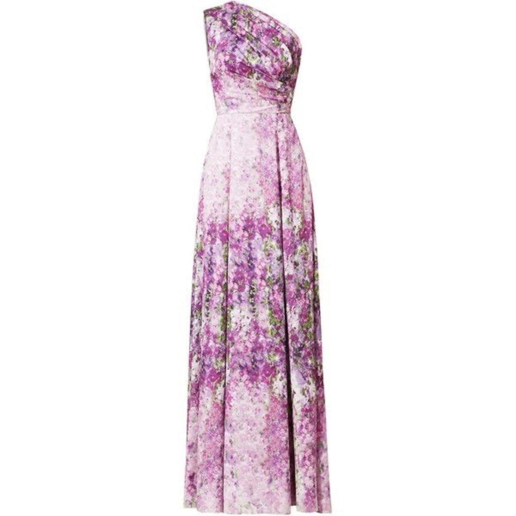BADGLEY MISCHKA One-Shoulder Purple Orchid Gown, Size 4 Retail $990