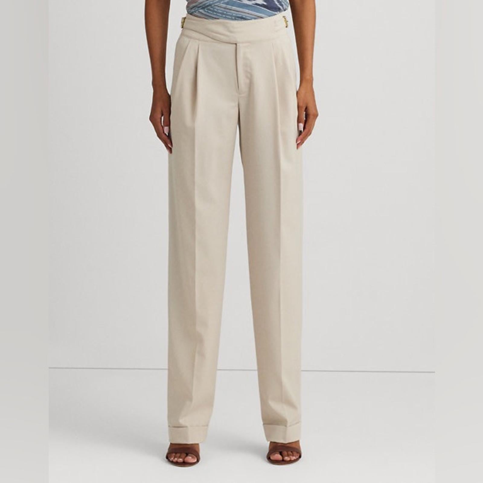 Lauren Ralph Lauren Pleated Wool-Blend Twill Straight Pants, NWT, Size 14