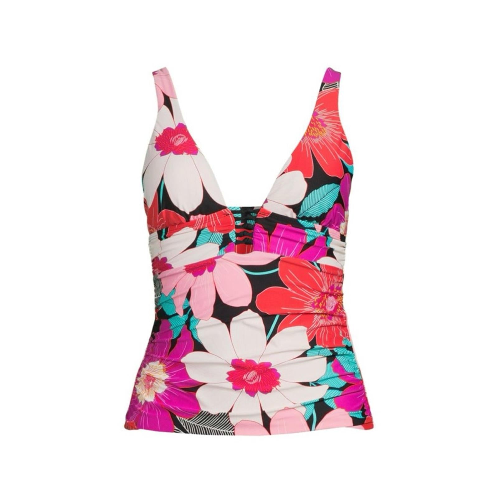 La Blanca Over the Shoulder Front Knot Tankini Swimsuit Top Size 8, New w/Tag