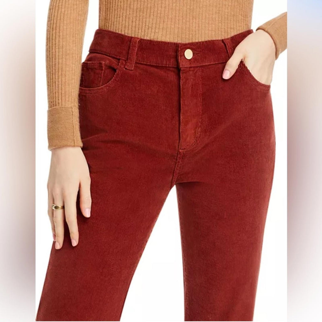 DL1961 Bridget High Rise Ankle Bootcut Corduroy Jeans in Paprika, NWT, Size 23