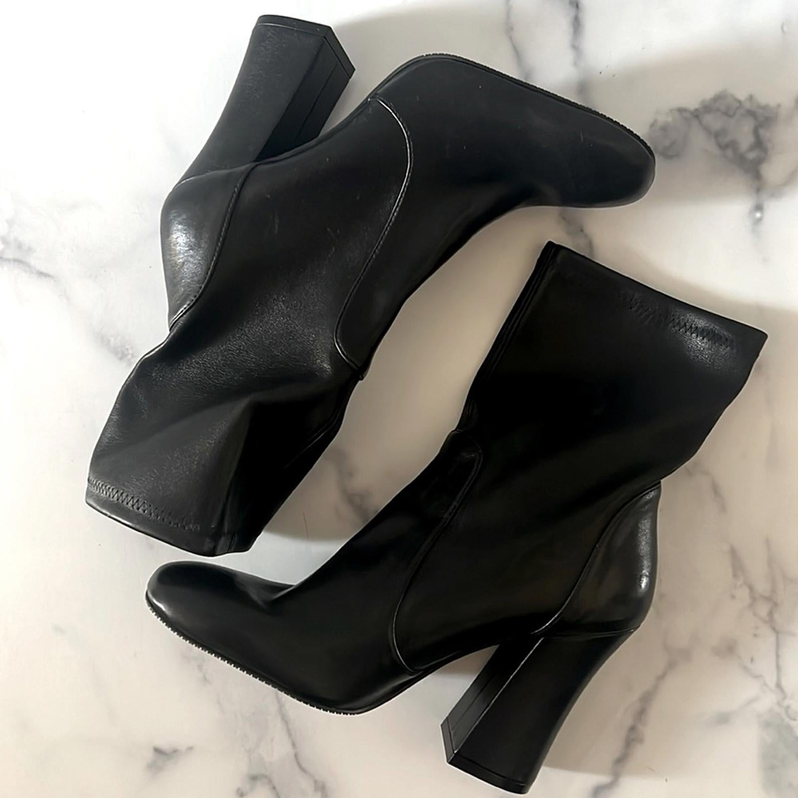 Stuart Weitzman Curveblock High Heel Booties in Black, Size 8 New $650 SOLD OUT!