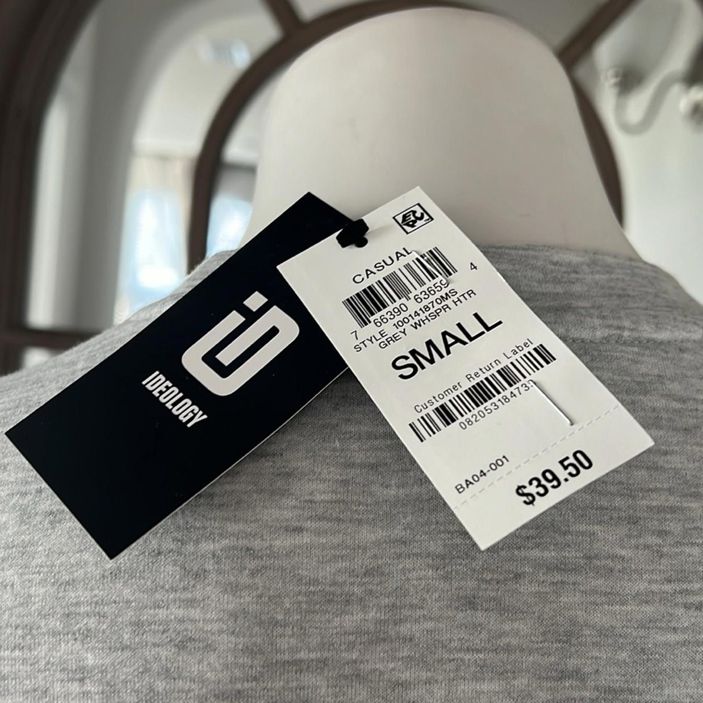 ID-Ideology Active Solid Crewneck Top in Grey, Size S New w/Tag $39.50