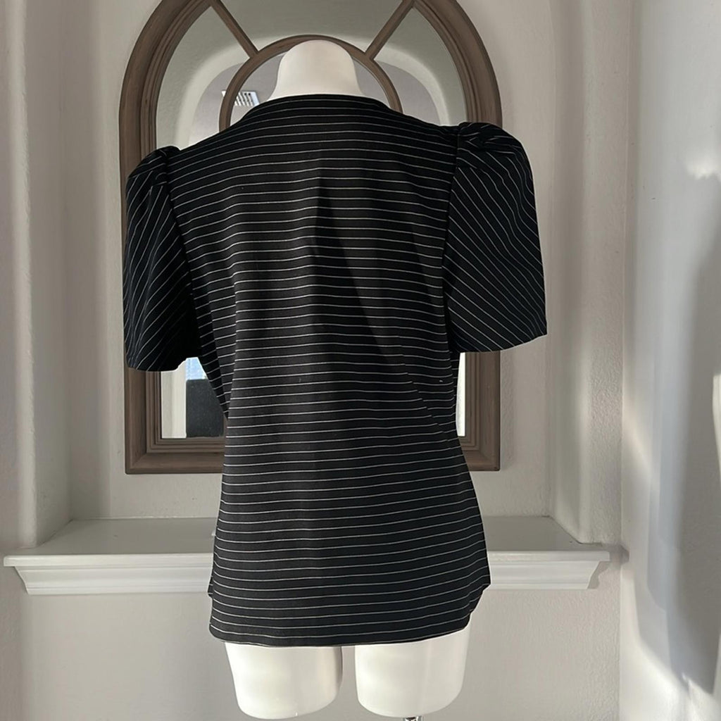 NEW Vince Camuto Square Neck Puffed Sleeve Top in Rich Black Size XL New w/o Tag