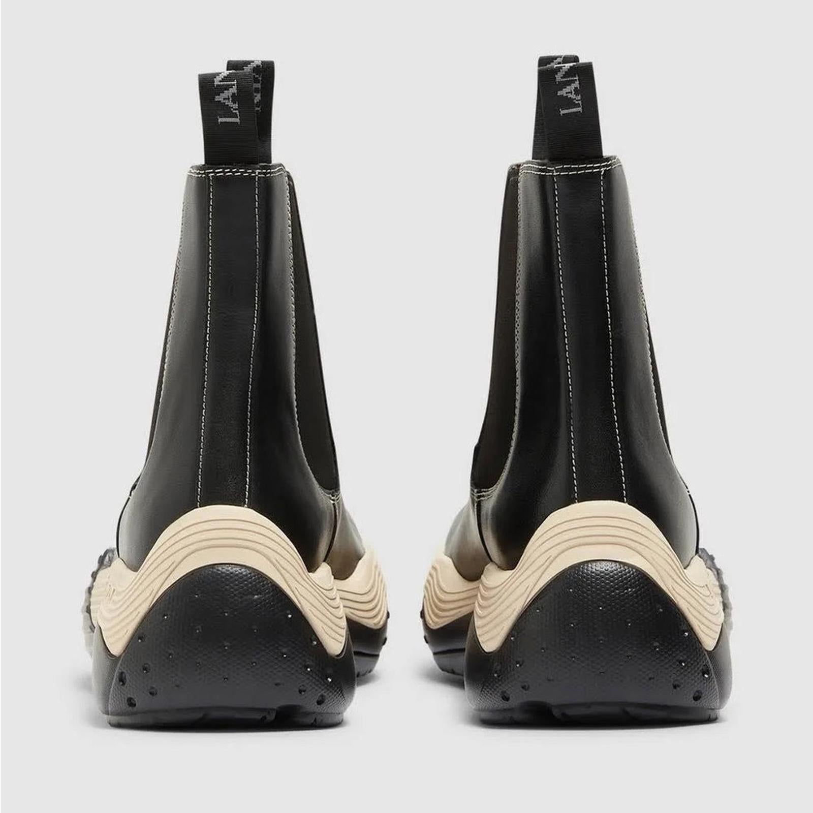 LANVIN Flash-X Bold Pull On Chelsea Boots, Black Size 44 New in Box + DustBag