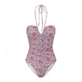Veronica Beard Hazina Halter Swimsuit in Watermelon/Blue Size L New w/Tag $328