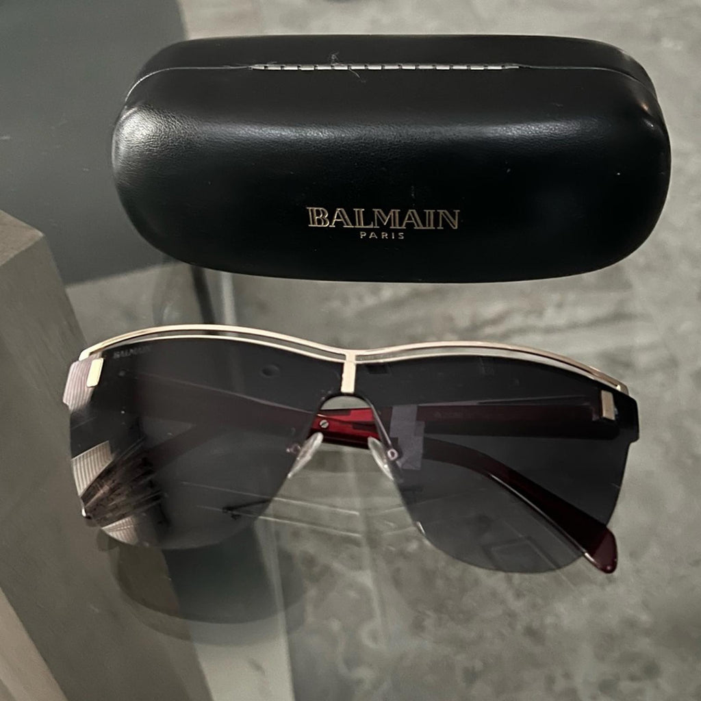 BALMAIN Sunglasses with Red Frames 70MM + Case New w/Tag