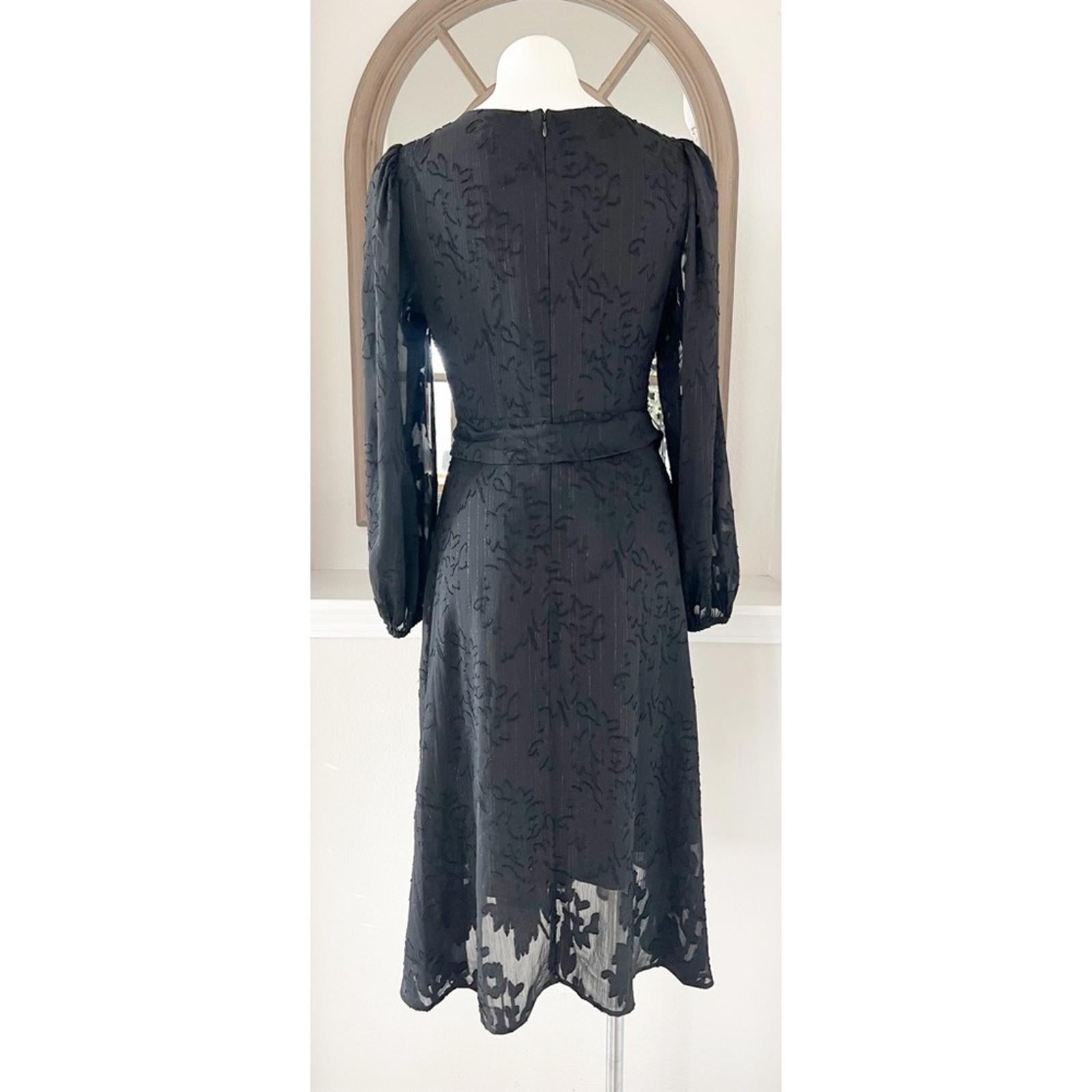 Kensie Fit & Flare Black Dress with Ballon Sleeves, Size 6 New w/Tag $138