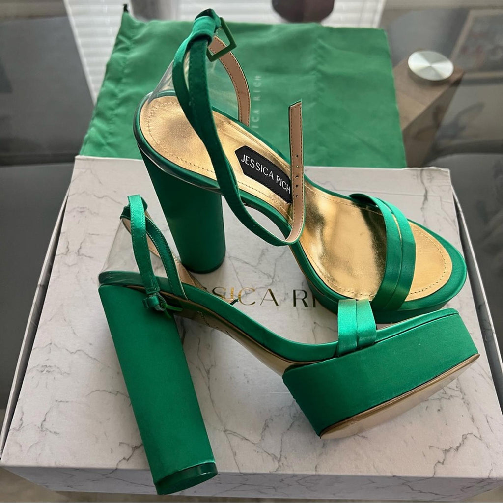 Jessica Rich Green Platform Sandals Size EU 38, New in Box with Dustbag
