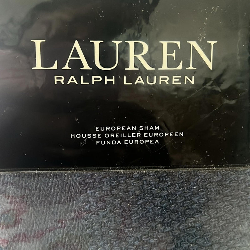 Ralph Lauren Eva Woven-Stripe Euro Sham in Dark Blue, New in Box, Retail $170