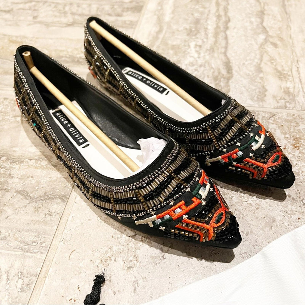 Alice + Olivia Lenora Slip-On Stitch Ballet Flats, Size 39.5 New in Box $395