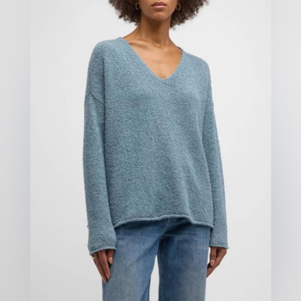 Eileen Fisher Organic Cotton Blend Sweater in Blue Steel, Very Soft, Size 1X NEW