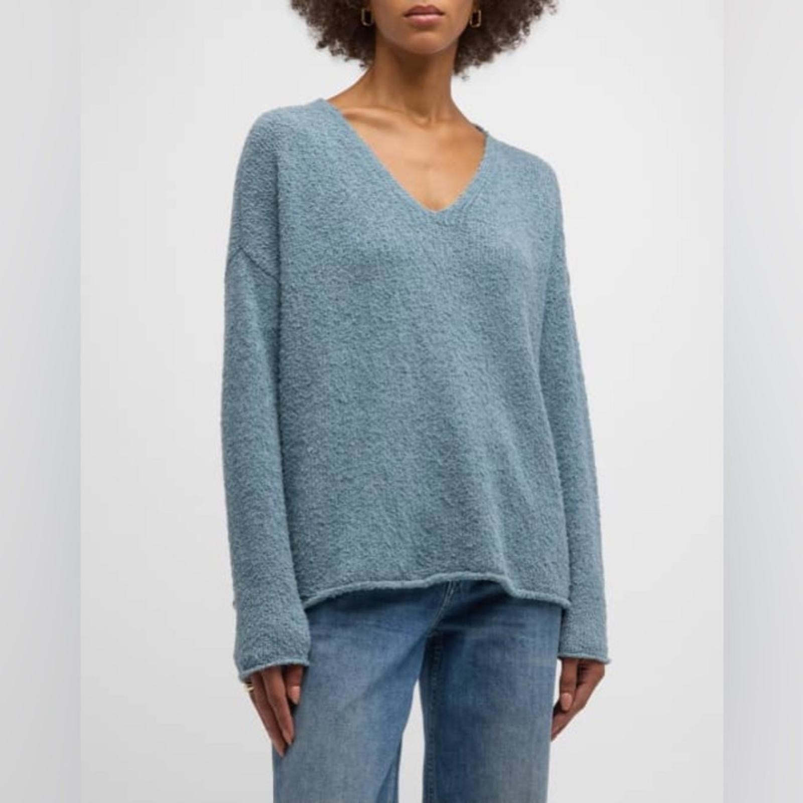 Eileen Fisher Organic Cotton Blend Sweater in Blue Steel, Very Soft, Size 1X NEW
