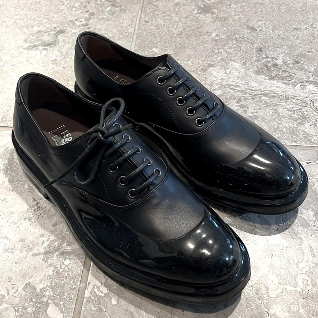 Salvatore Ferragamo Dipped Leather Oxford Shoes Size 9 EEE NEW in Box + DustBag