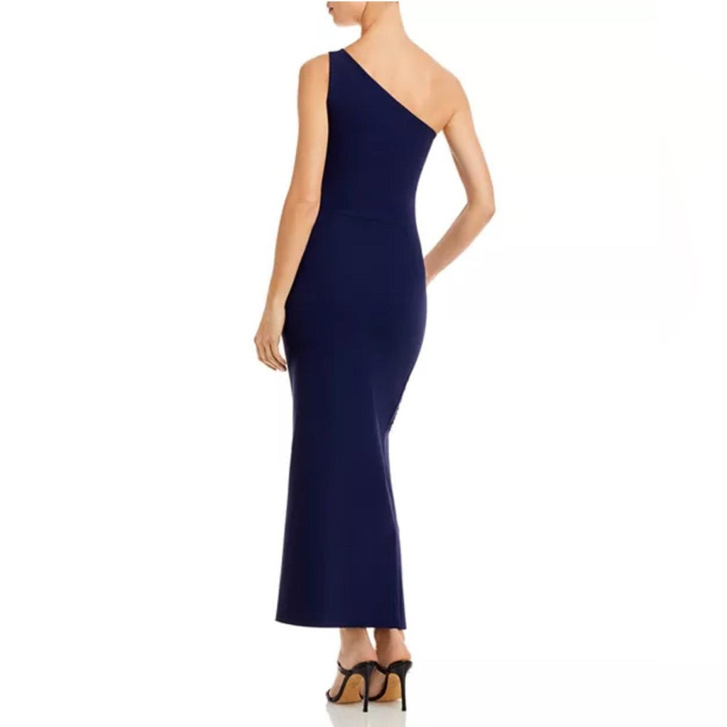 Chiara Boni NAVY Lianette One-Shoulder Beaded Trim Dress, NEW, Size 16