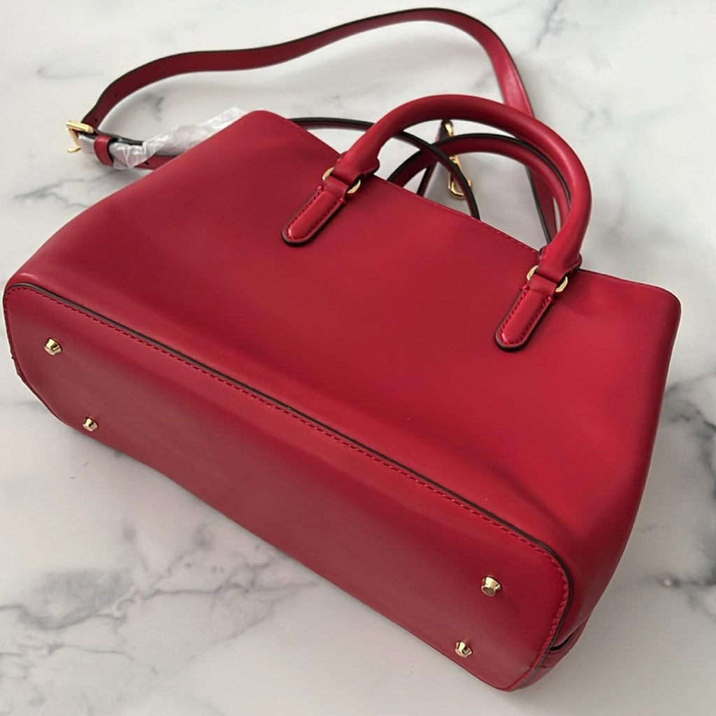 Lauren Ralph Lauren Marcy 26 Small Satchel in Red, NEW w/Tag Retail $350