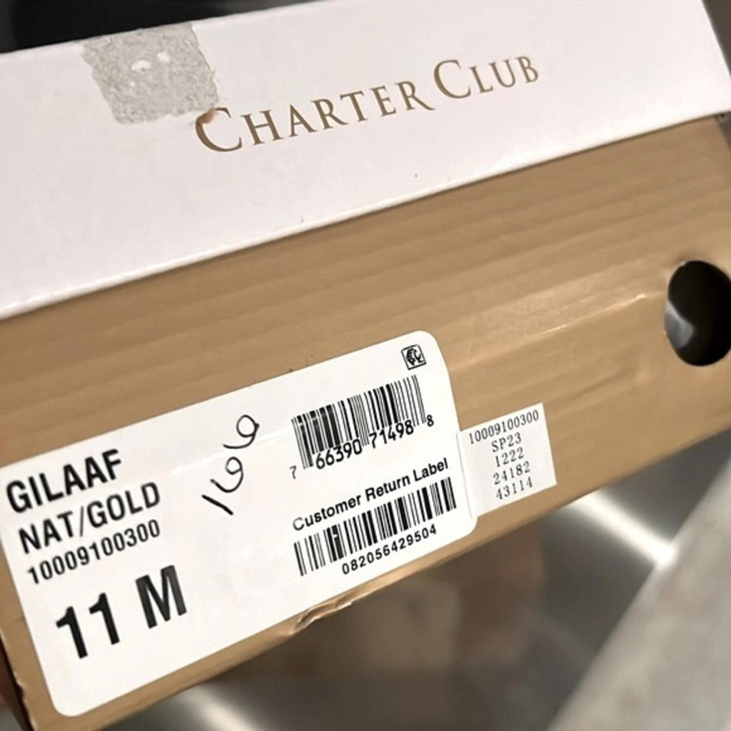 Charter Club Gilaa Slingback Pumps Kitten Heel Shoes, Natural/Gold Size 11 NWT