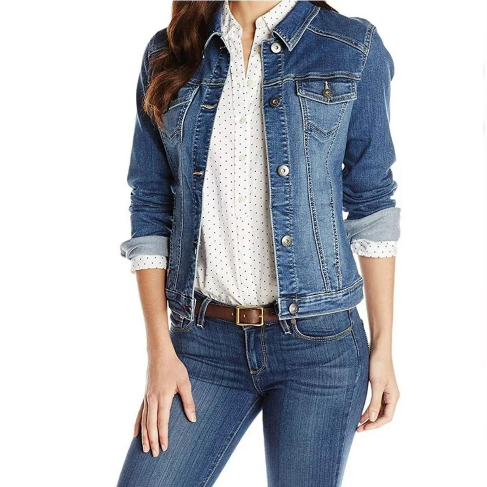 Wrangler Denim Jacket Dark Wash Stretch Weathered, Blue Size XL New