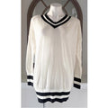 n:Philanthropy Wool V-Neck Lightweight Sweater, White & Black EXCELLENT! $178
