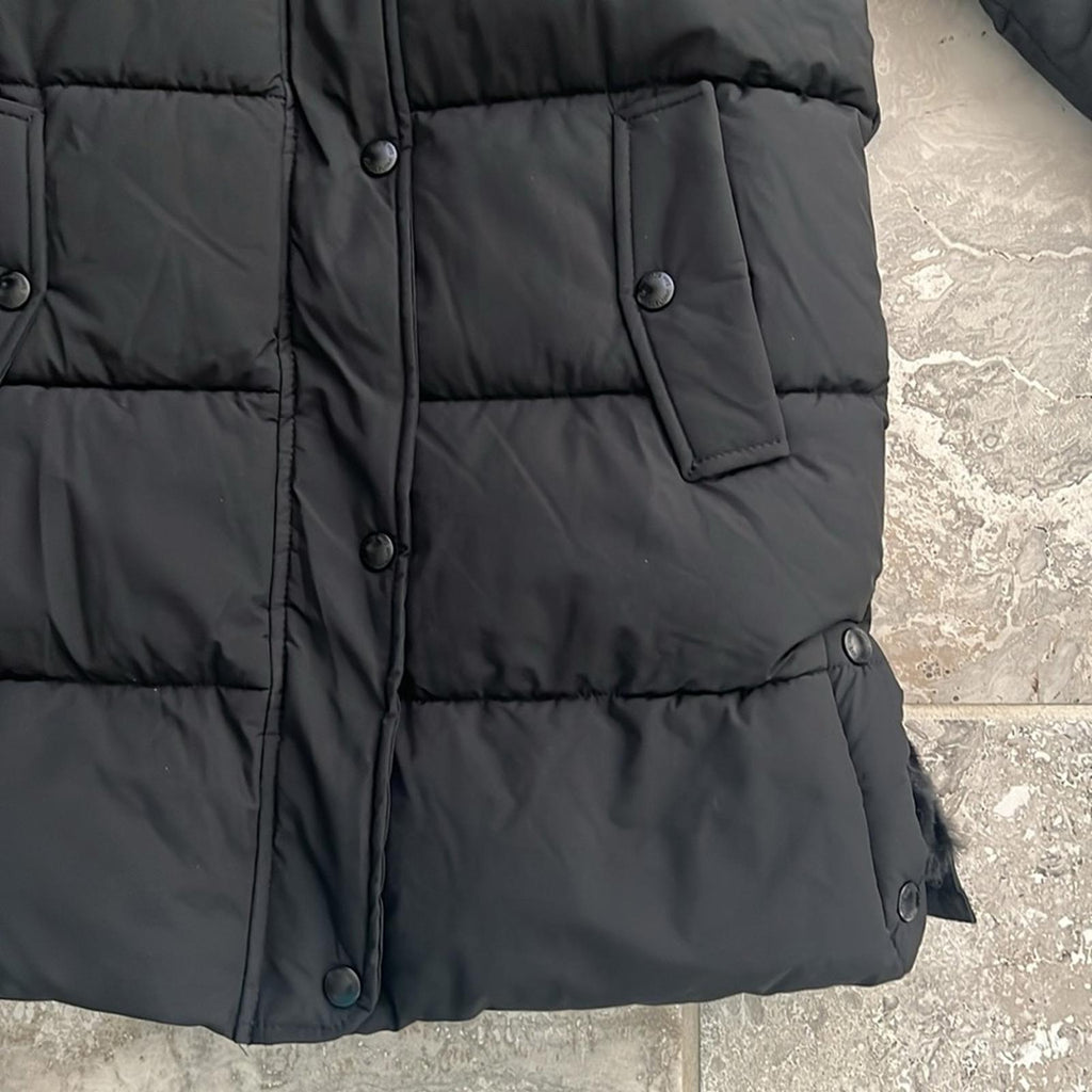 Sam Edelman Expedition Parka Jacket w/Faux Fur Trim in Black Size 14 New w/Tag