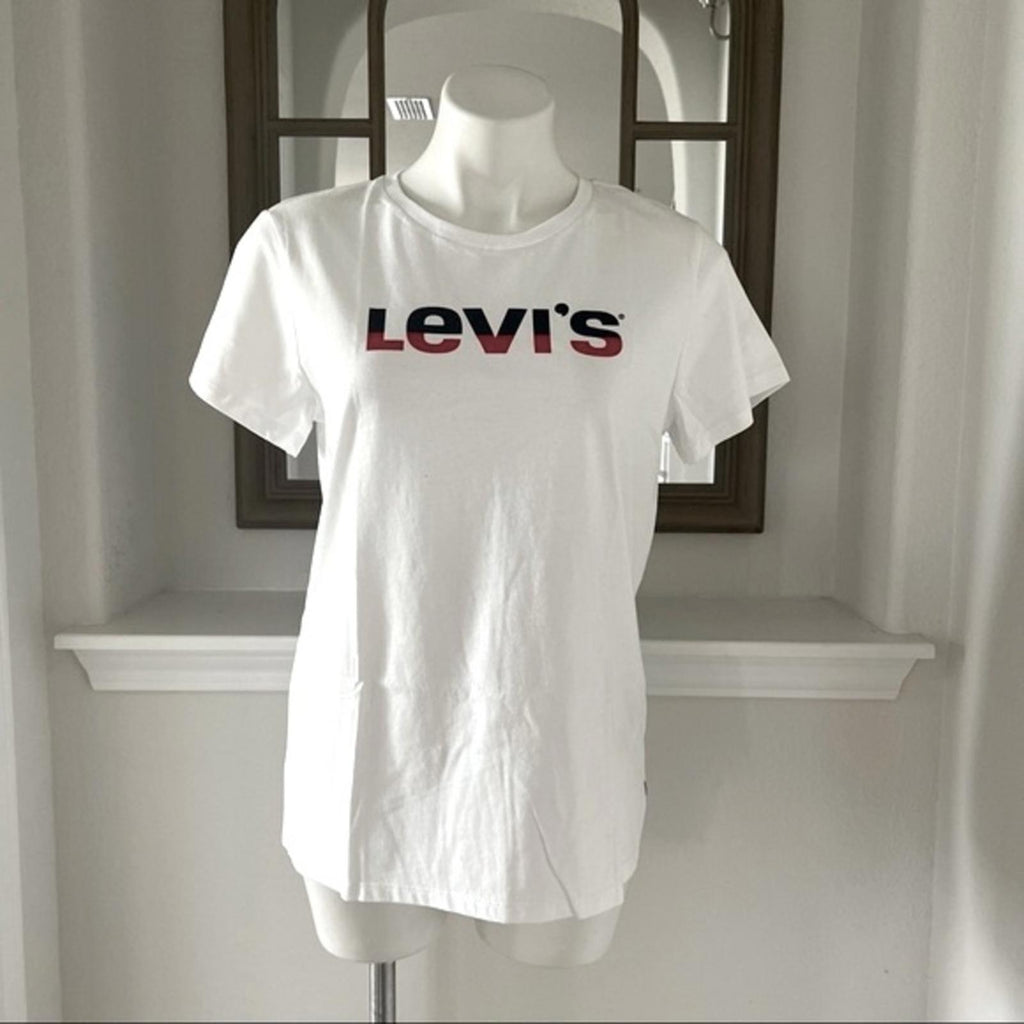 NWT Levi’s White Graphic Print T-Shirt Cotton Tee Size L New w/Tag