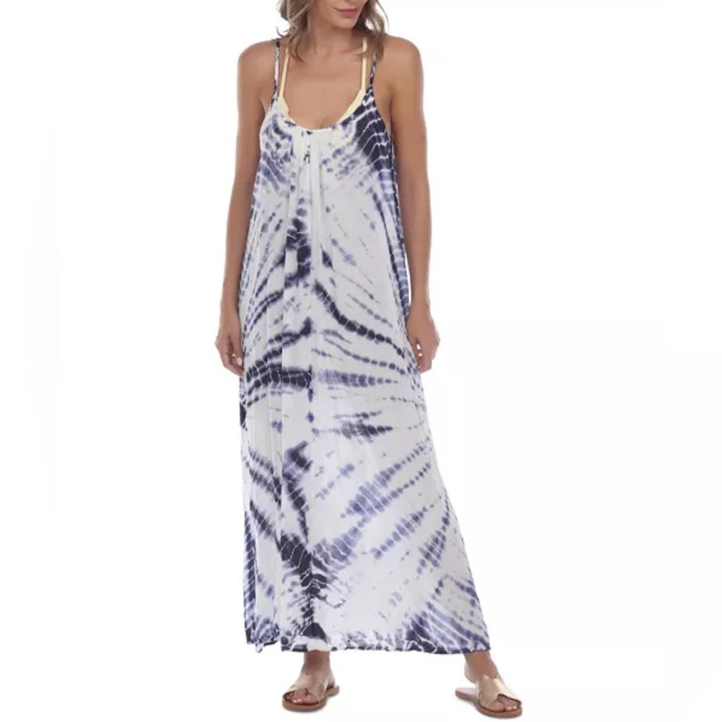 Raviya Tie-Dye Sleeveless Maxi Swim Cover-Up in Navy, Size 2X NEW w/Tag