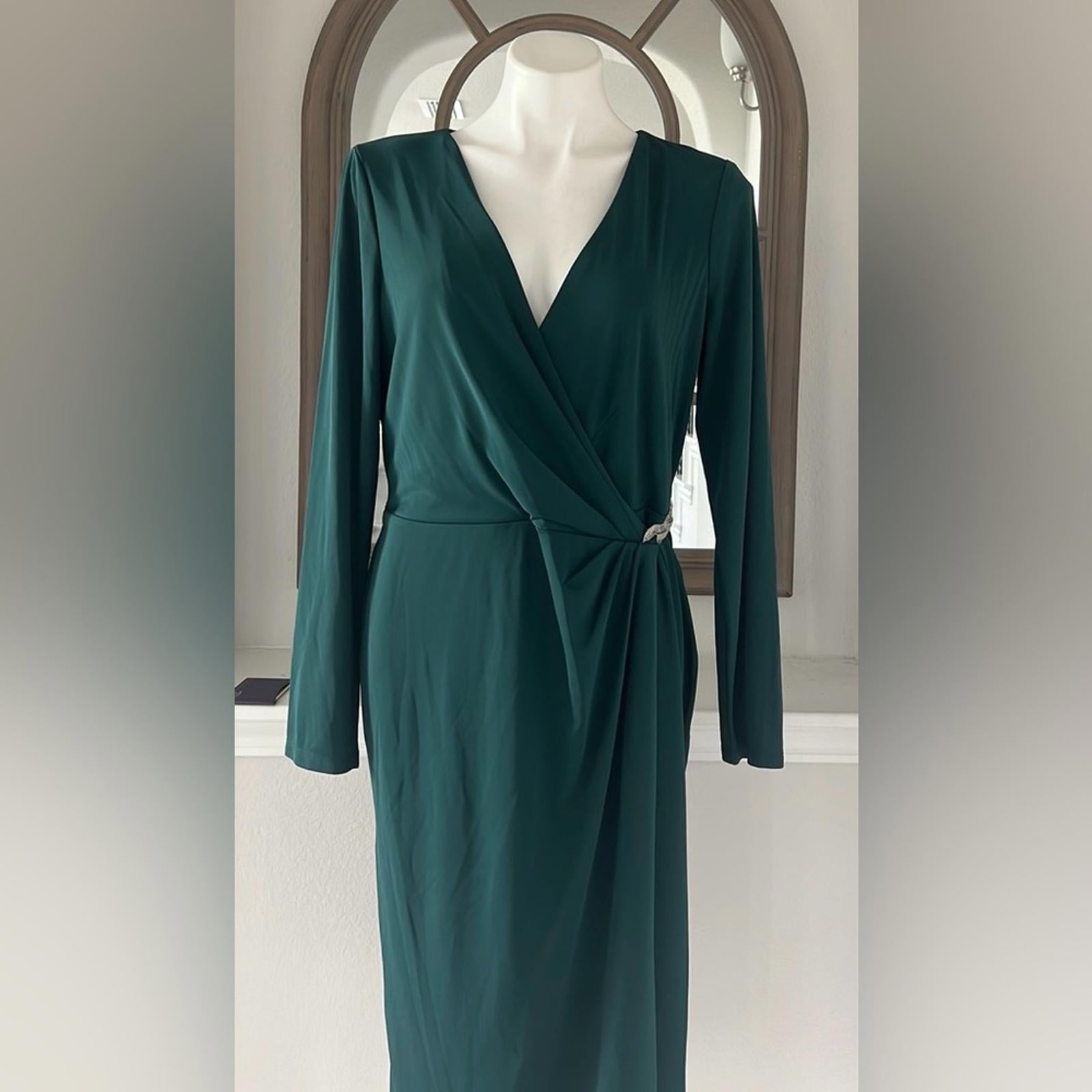 Lauren Ralph Lauren Jersey Surplice Cocktail Dress in  Green, Size 14, New w/Tag