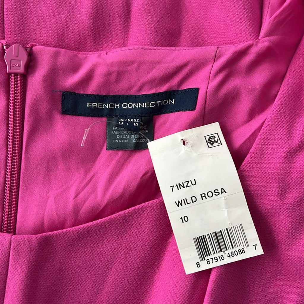 French Connection Puff Sleeve Cutout Dress, Wild Rosa Size 10 New w/Tag $118