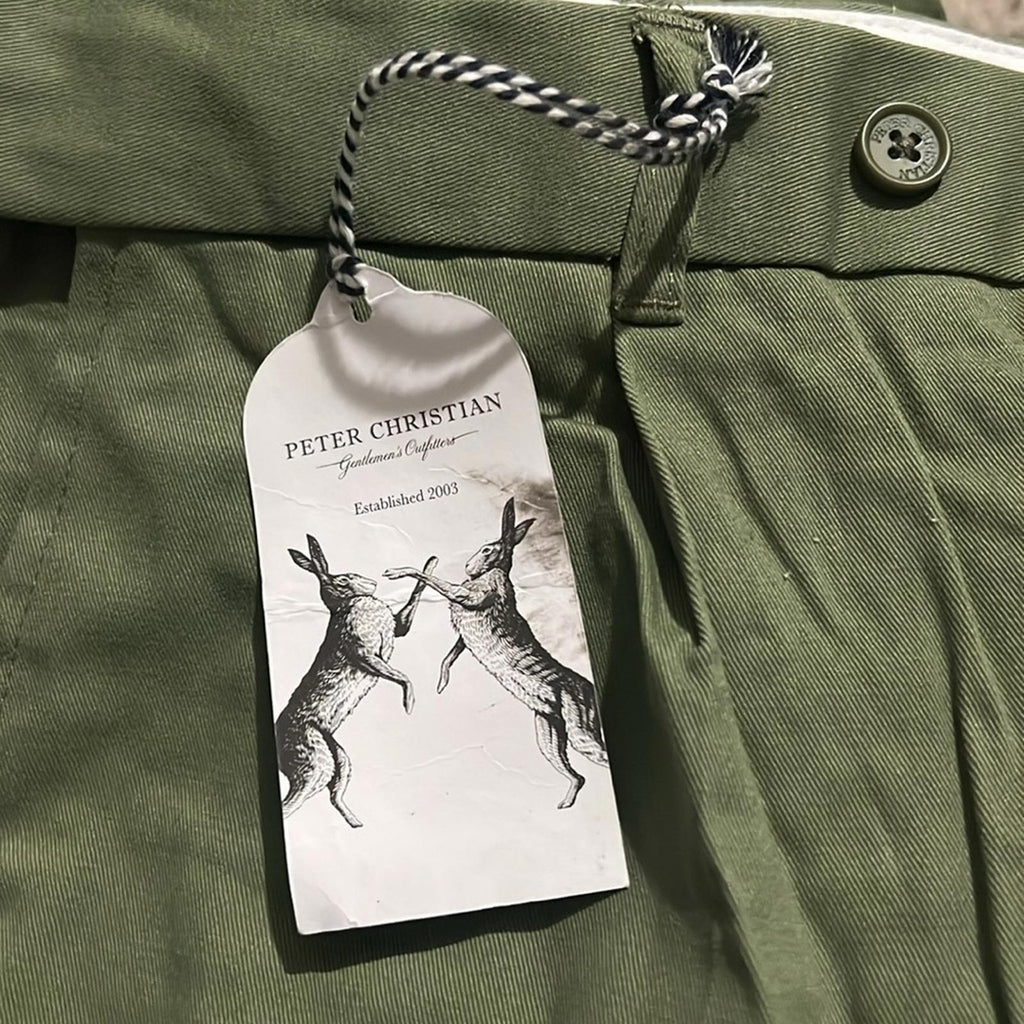 Peter Christian Green Flat Front Chinos, Size W34 X L31 New w/Tag