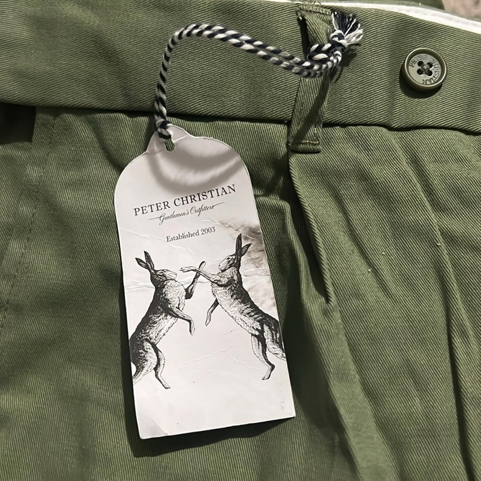 Peter Christian Green Flat Front Chinos, Size W34 X L31 New w/Tag