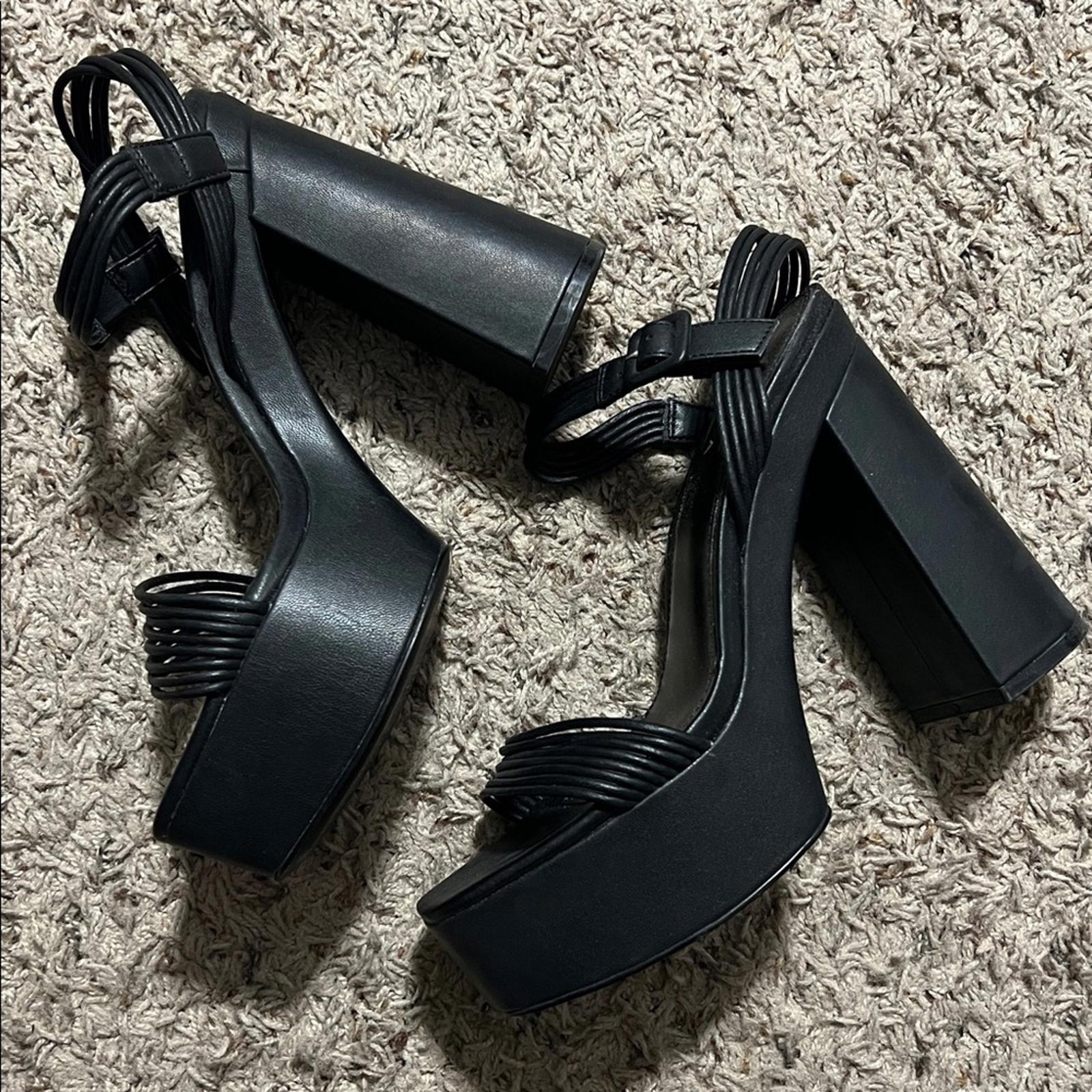 Aqua SWEET Faux Leather Square Toe Block Heel Sandals, Size 8.5, NEW in Box
