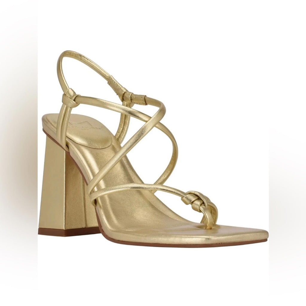 Marc Fisher Giada Thong High Heel Sandals in Gold, NWT, Size 9