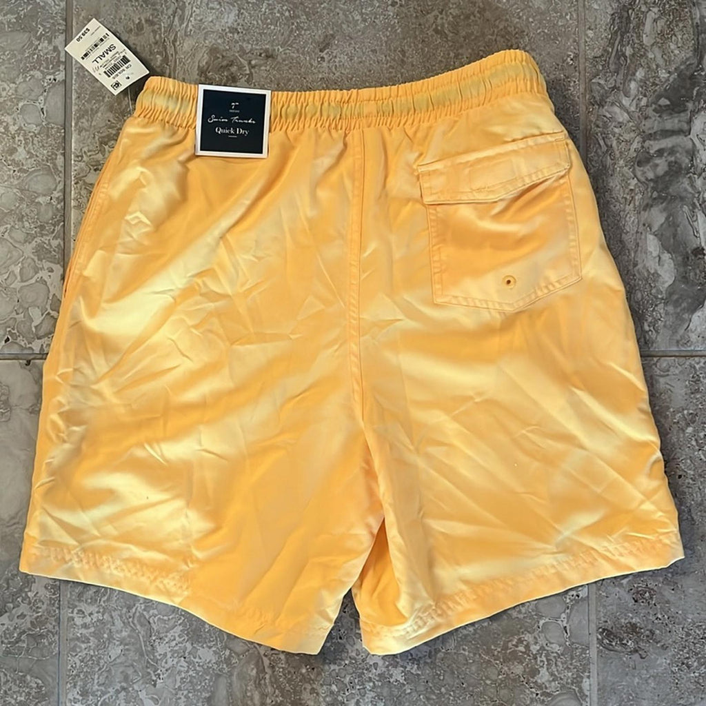 Club Room YELLOW Quick-Dry Performance Solid 7" Inseam Swim Trunks, Size S NWT
