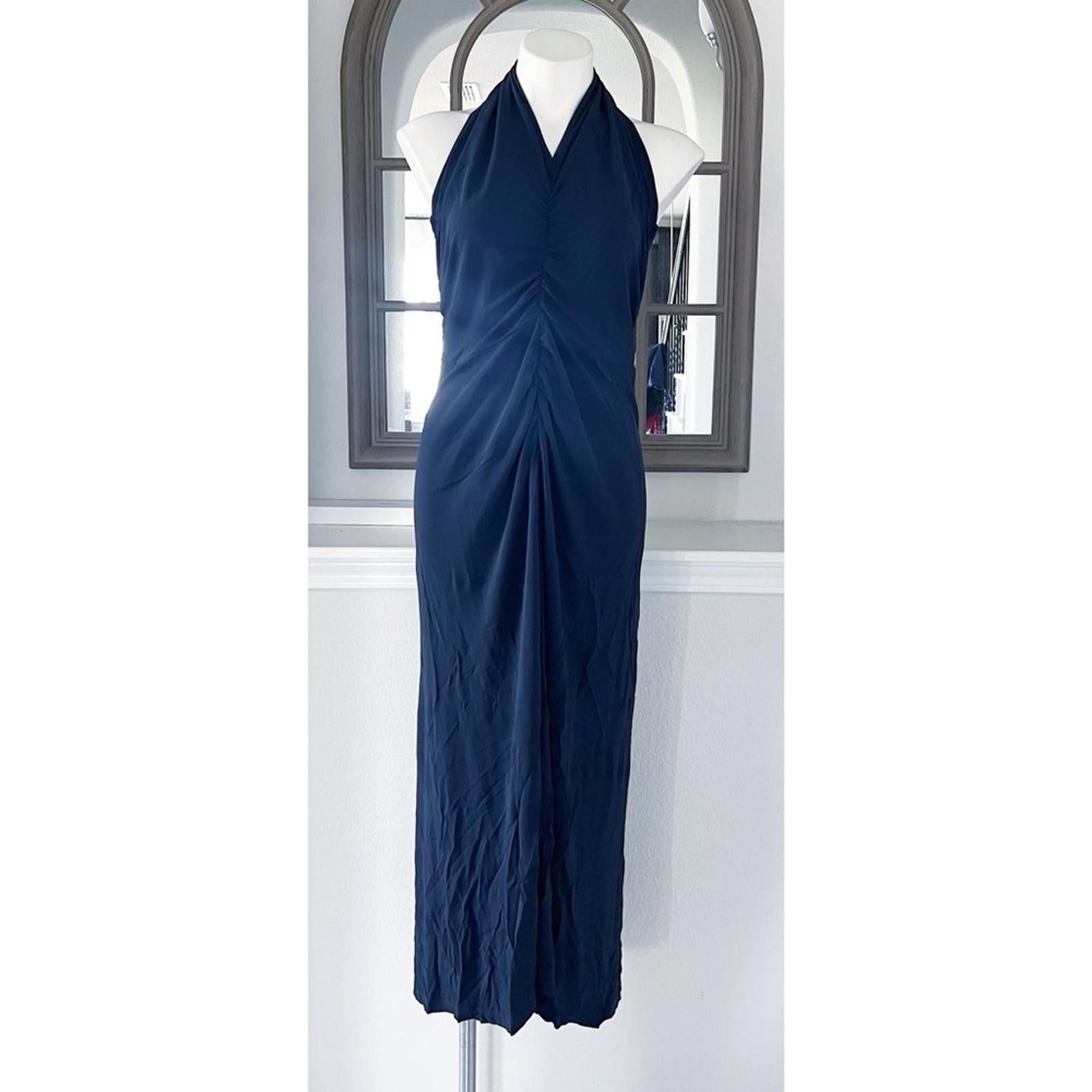 Veronica Beard Halter Neck Long Dress in Navy, Evening Gown Size XL EXCELLENT!