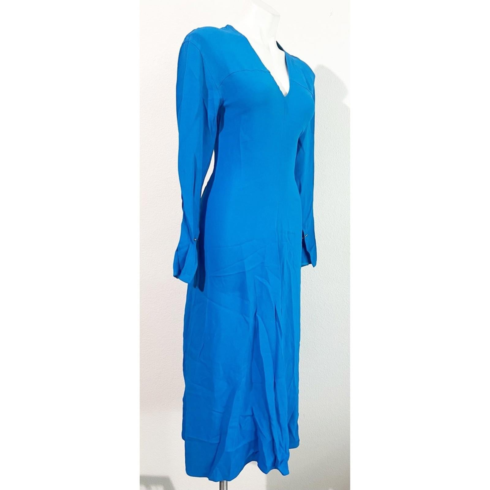 Victoria Beckham Cady Fit & Flare Midi Dress in Blue, NWT, Size 2 Retail $1,250