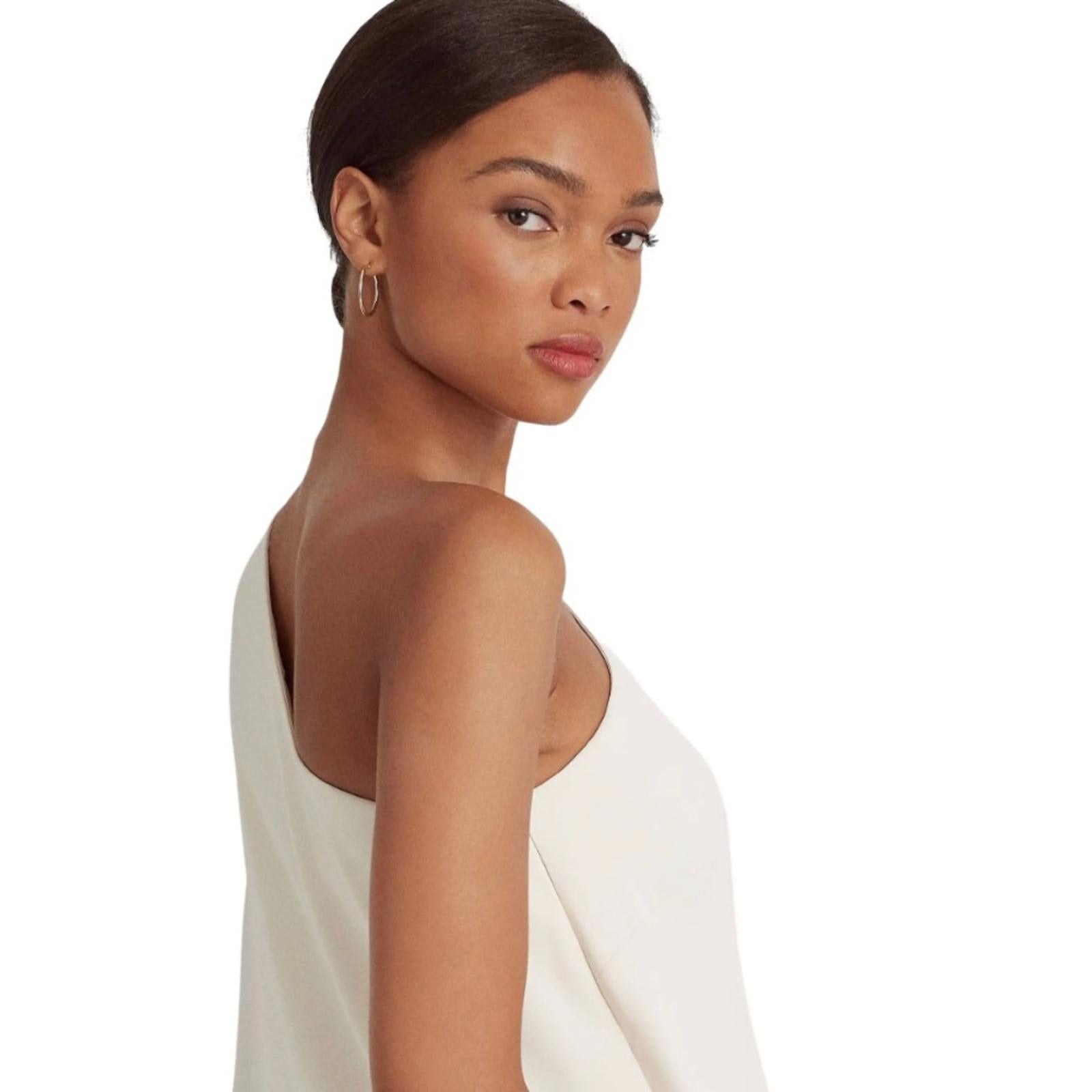Lauren Ralph Lauren Cape One-Shoulder Jumpsuit in Cream, Size 10 Retail $265