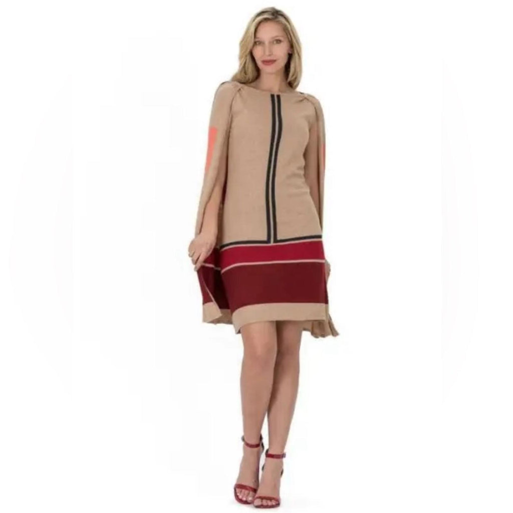 NWT Vertigo Claudia Aplaca Wool Blend Cape Dress. Size L New w/Tag Retail $170
