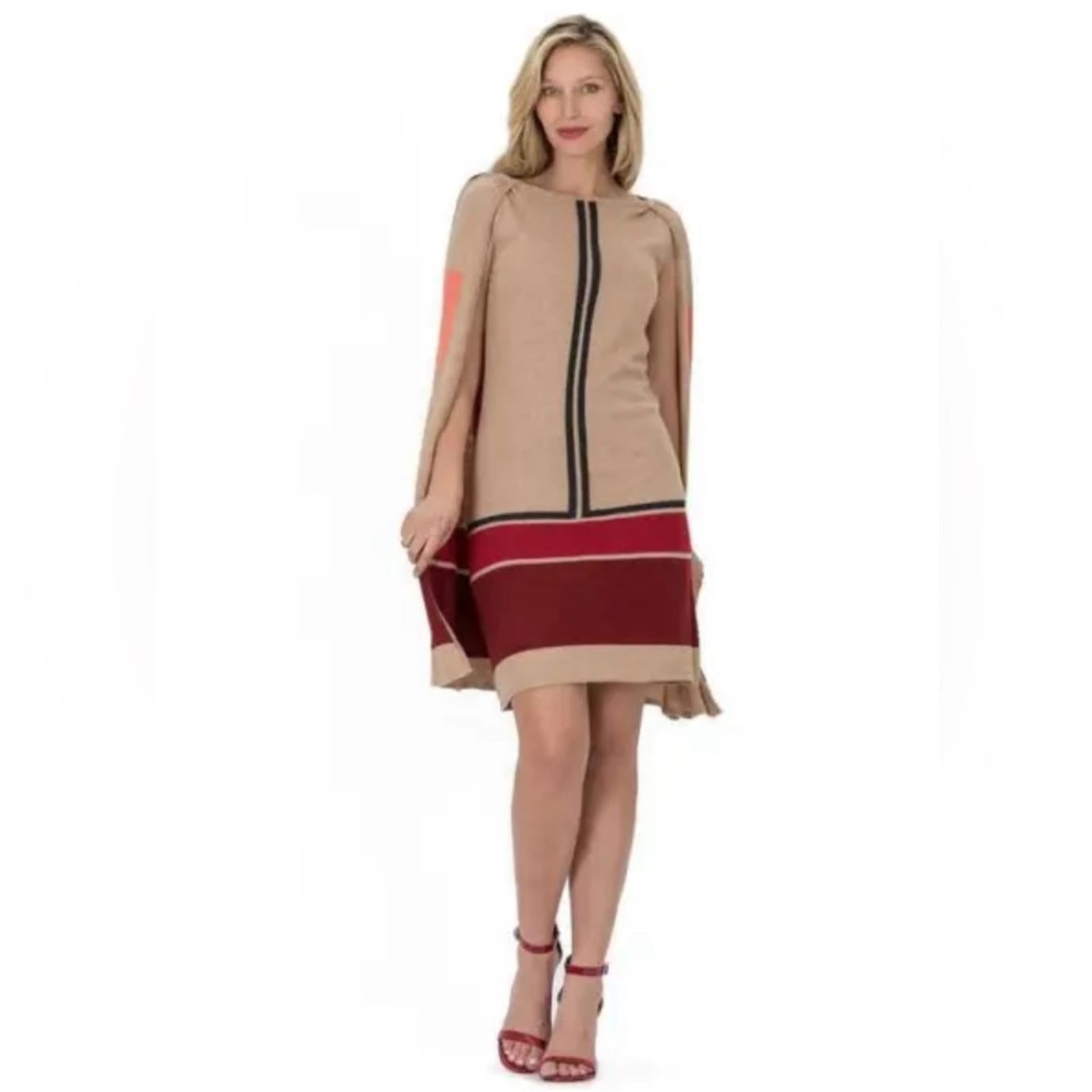 NWT Vertigo Claudia Aplaca Wool Blend Cape Dress. Size L New w/Tag Retail $170