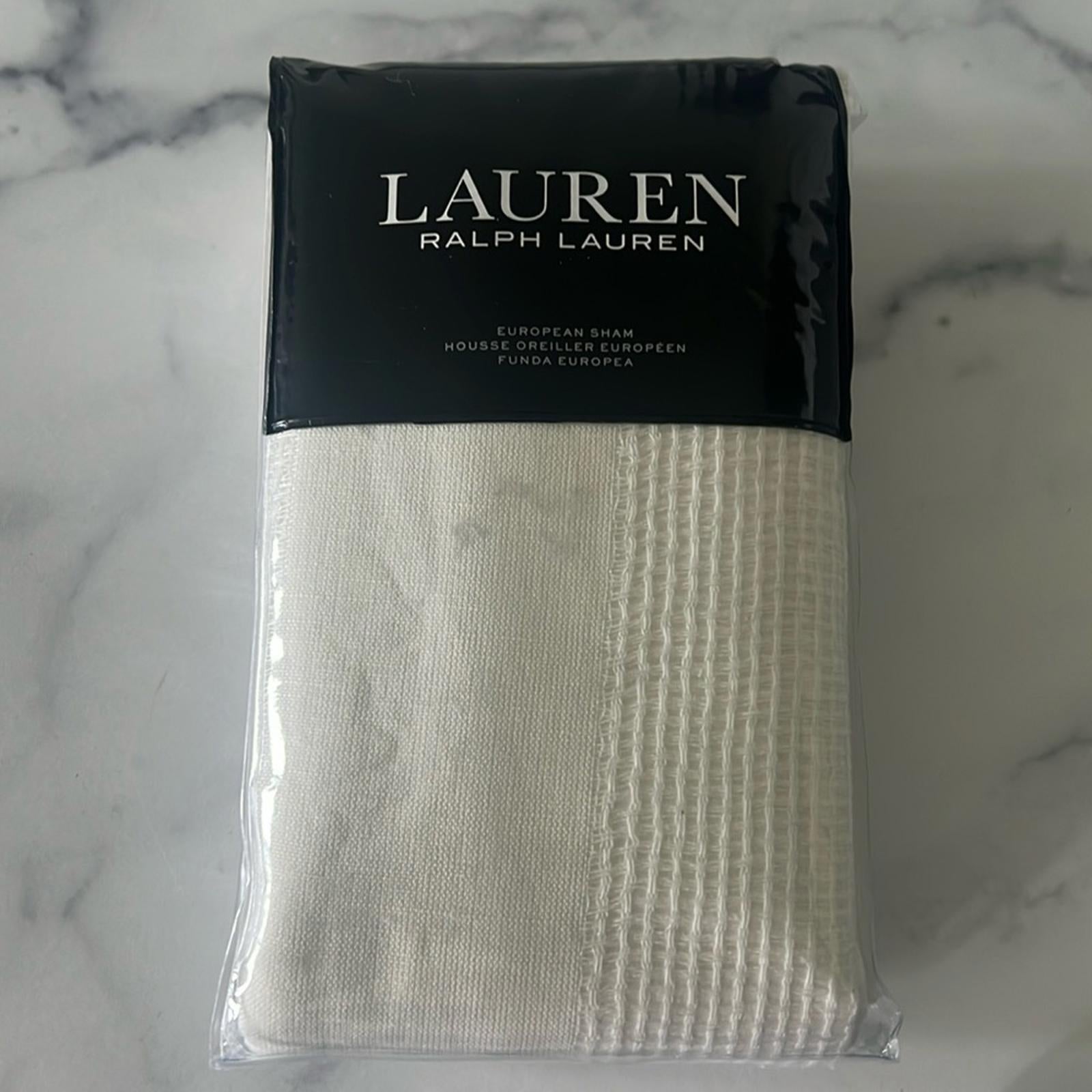 Lauren Ralph Lauren Bennett Texture Stripe Euro Sham in White, NWT Retail $135