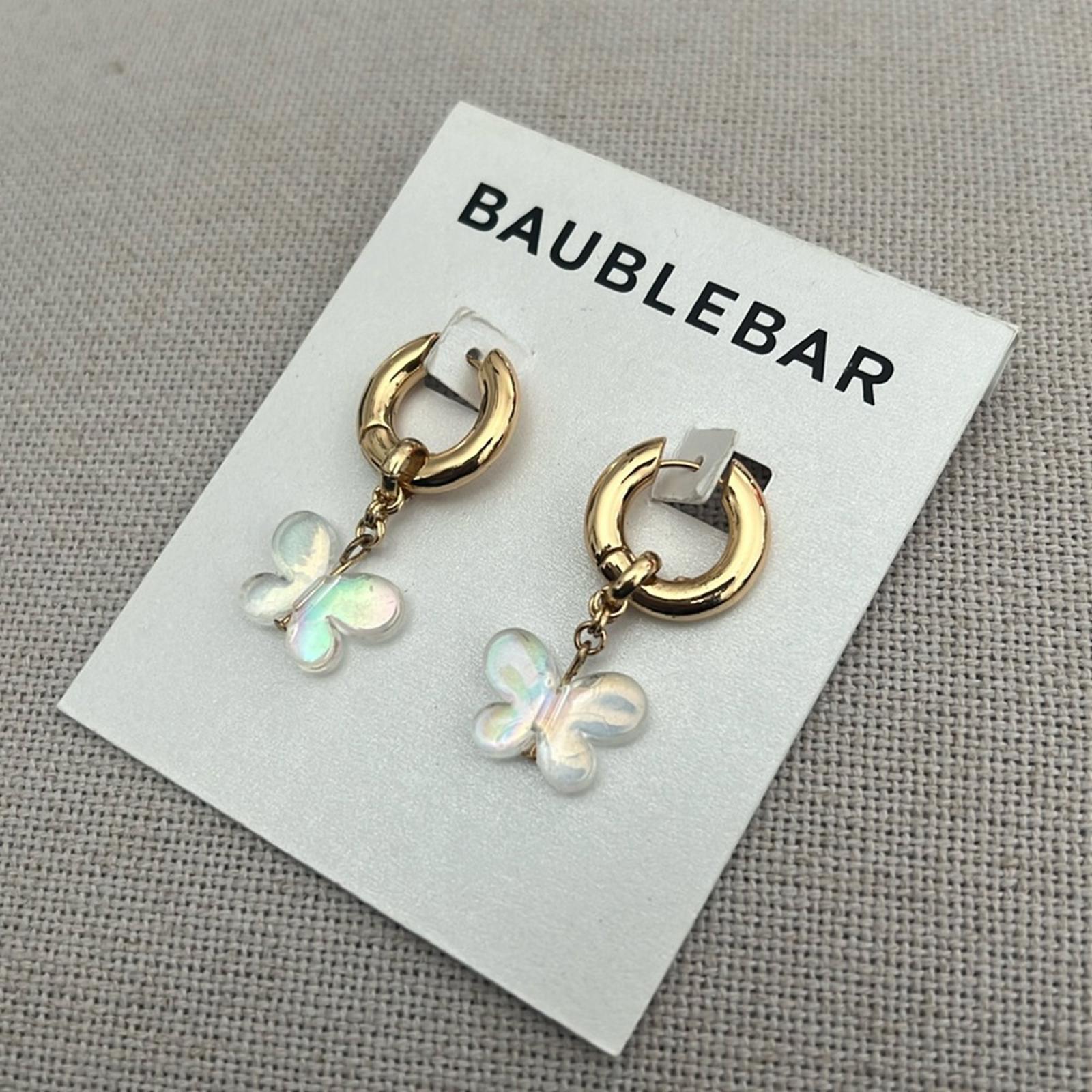 BAUBLEBAR Vanessa Iridescent Butterfly Charm Huggie Hoop Earrings, New w/Tag $44