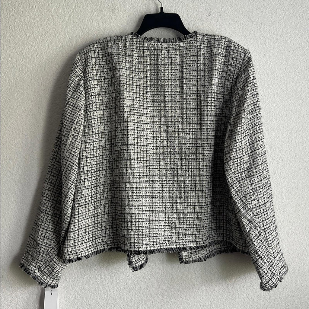Calvin Klein Women's Tweed Open-Front Blazer in Black & White, Size 24W, NEW