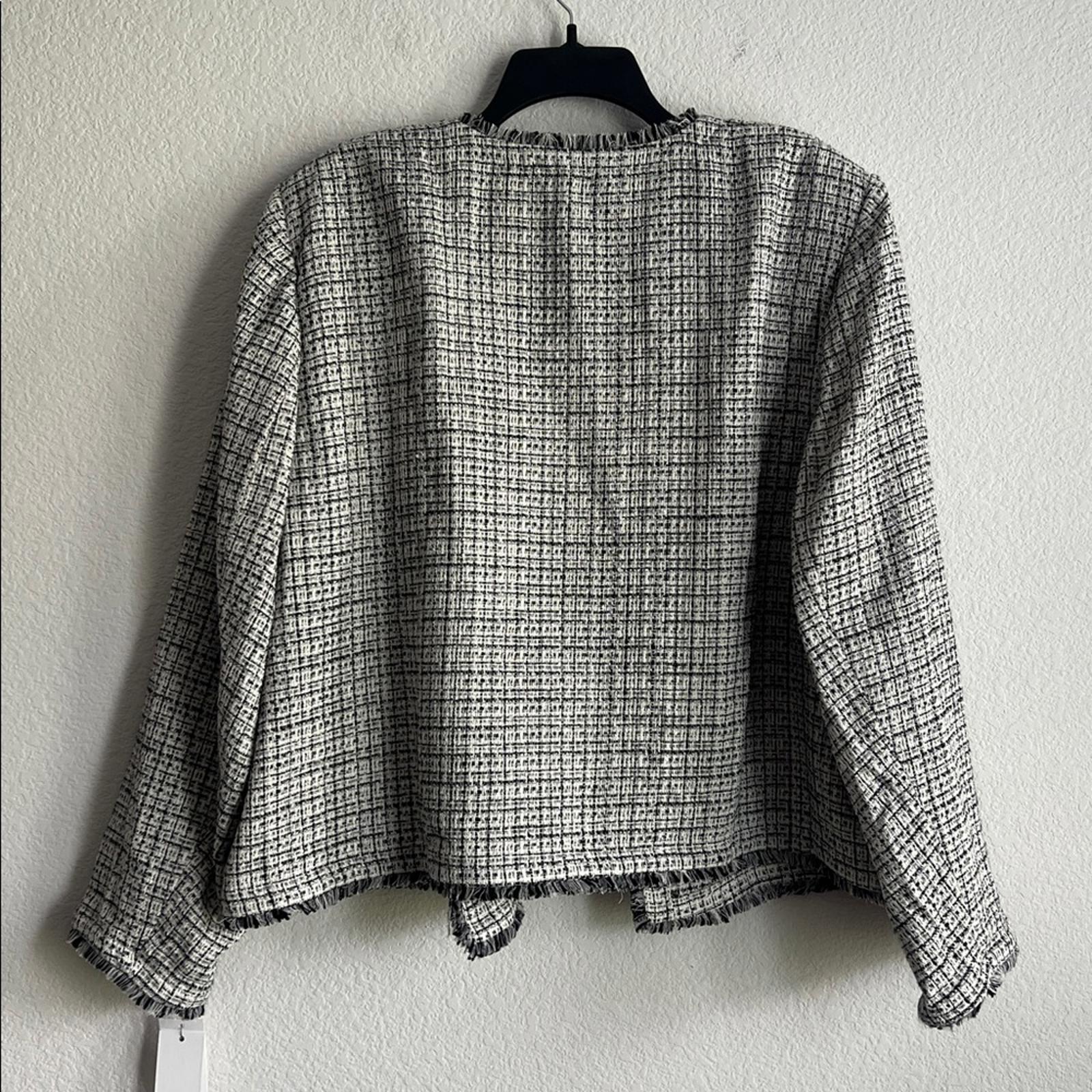 Calvin Klein Women's Tweed Open-Front Blazer in Black & White, Size 24W, NEW