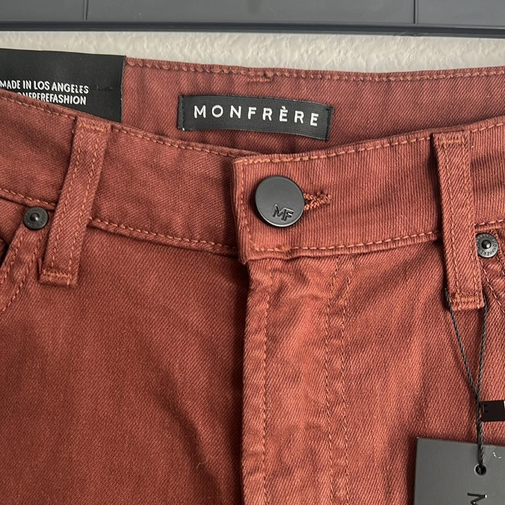 Monfrère Brando High Rise Slim Fit Jeans in Brown, NWT, Size 31