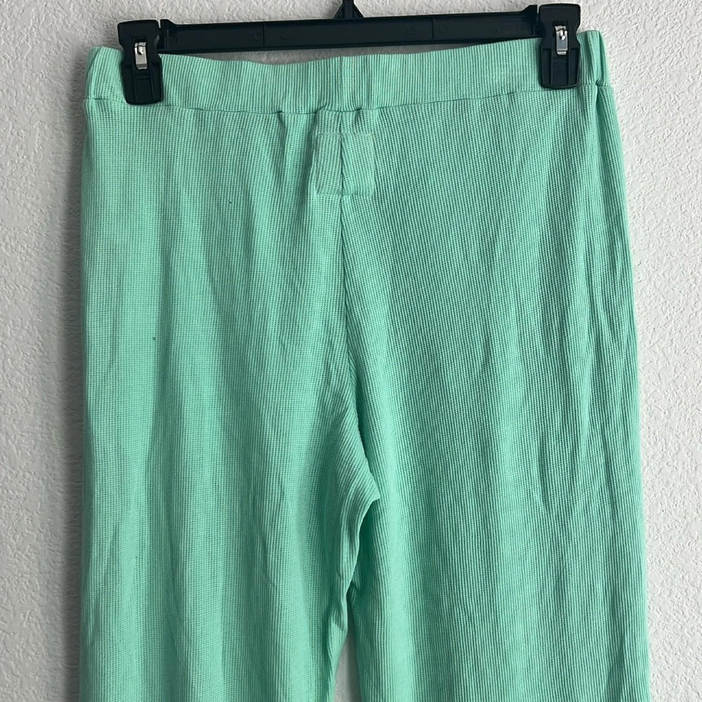 Chaser Women’s Waffle Knit Sweatpants Jogger Pants in Mint Green, Size L NWT