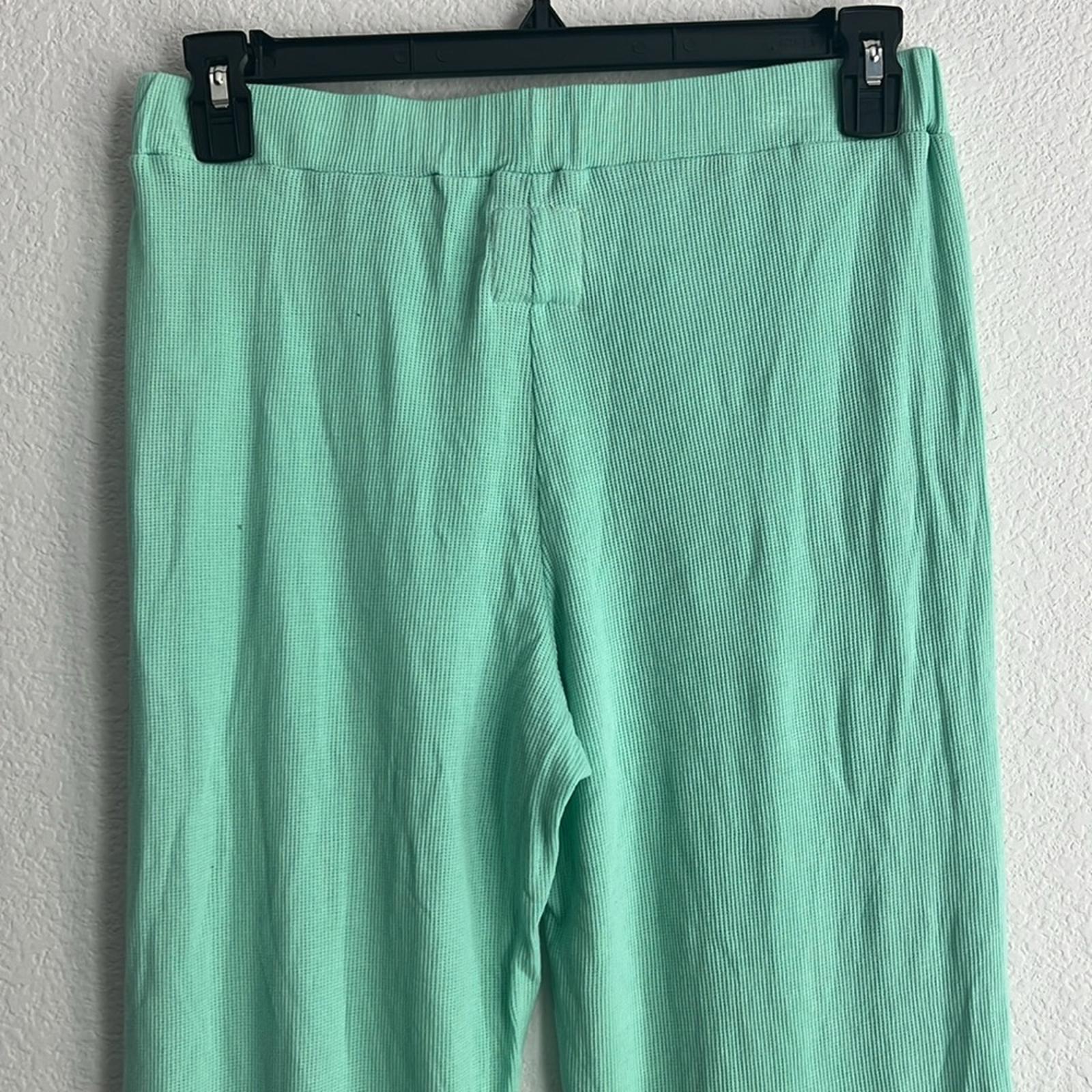 Chaser Women’s Waffle Knit Sweatpants Jogger Pants in Mint Green, Size L NWT