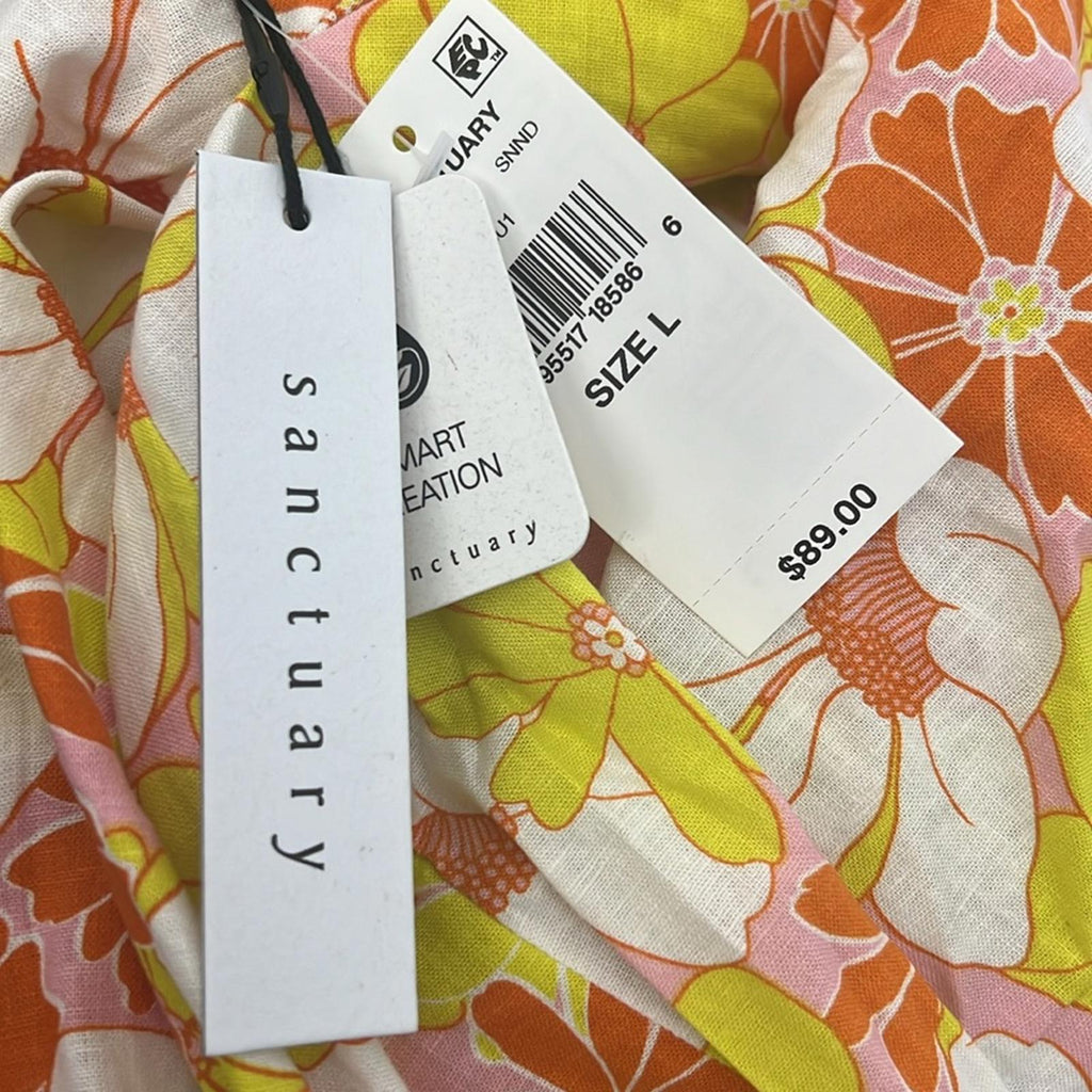 Sanctuary Everywhere Linen Blend Mini Skirt in Sunny Days, Size L New w/Tag